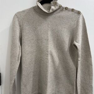 Ralph Lauren Cream Herringbone Turtleneck Sweater